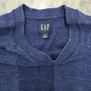 VTG Y2K GAP Mens Blue Crew Neck Sweater Medium Knit Pullover Casual Classic